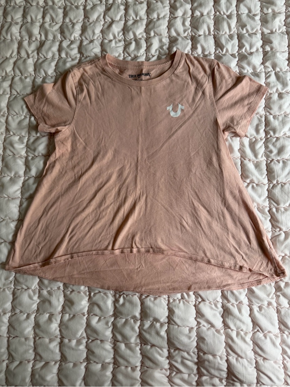 Girls True Religion Blush Pink Short Sleeve Crewneck Tee